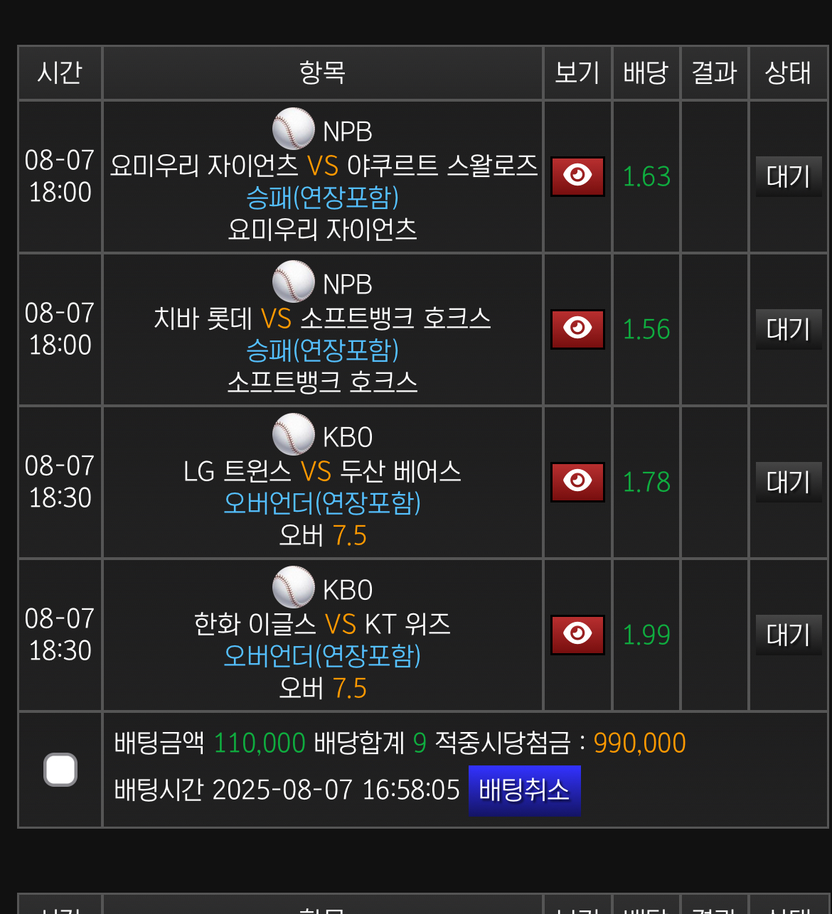 활동왕 으로써 오늘 베팅한거 올려봅니다 하하하