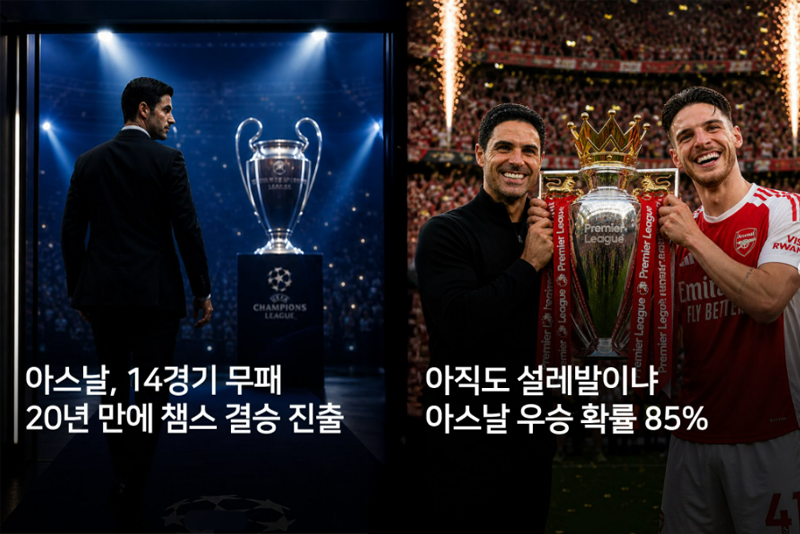 아스널, ATM 꺾고 20년 만에 챔스 결승 진출… 리그 1위 질주 속 ‘더블’ 도전